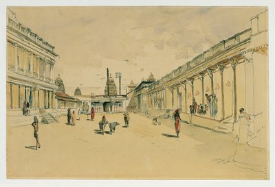 Gata i Madras med ett tempel av Joseph Selleny