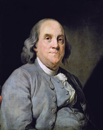 Porträtt av Benjamin Franklin (färg litho) av Joseph Siffred (after) Duplessis