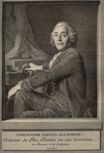 Porträtt av Christophe-Gabriel (Christophe Gabriel) Allegrain (1710-1795) Fransk skulptör - gravyr efter målningen av Joseph-Siffrein Duplessis av Joseph Siffred (after) Duplessis