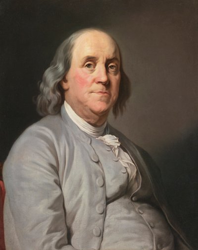 Porträtt av Benjamin Franklin, av Duplessis, Joseph-Siffred (1725-1802). Olja på duk, ca. 1780. Mått : 73x59 cm. Privat samling av Joseph Siffred Duplessis