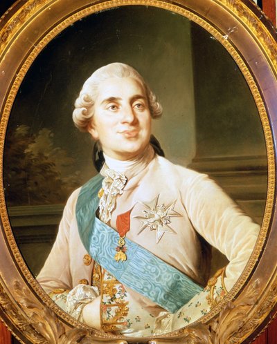 Porträtt av Ludvig XVI av Duplessis. Condé Chantilly Museum. av Joseph Siffred Duplessis