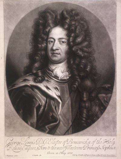 Ovalt porträtt av George I, kung av Storbritannien, c1700 av Joseph Smith
