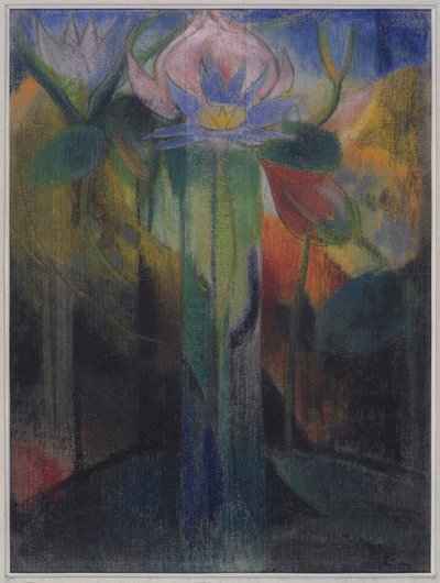 Jungle Foliage, ca 1918-9 (pastell på gasväv täckt papper) av Joseph Stella