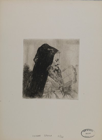 Utan titel - gammal kvinna som läser av Joseph Stella