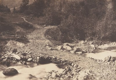 Skifferbro tagen på vägen tillbaka från Parisians vattenfall, Luchon, 1853. av Joseph Vigier