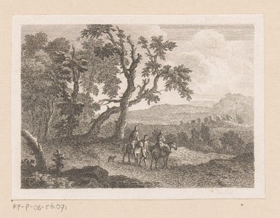 Landskap med två ryttare och en man till fots av Joseph Wagner (possibly)
