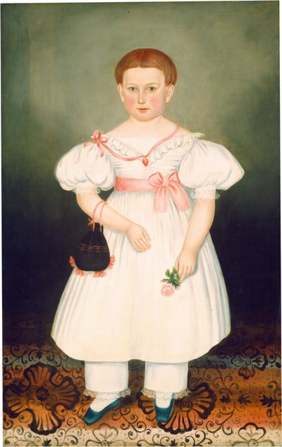 Flicka med näthorn och ros, ca 1840 (olja på duk) av Joseph Whiting Stock