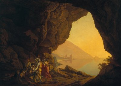 En grotta i kungariket Neapel, med Banditti, exh. 1778 av Joseph Wright of Derby