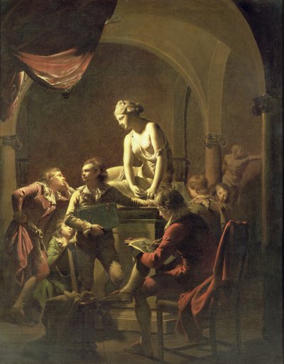 An Academy by Lamplight, ca 1768-69 (olja på duk) av Joseph Wright of Derby