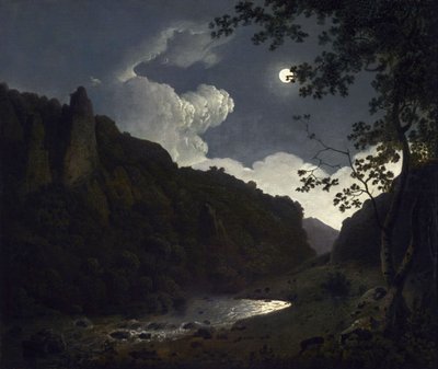 Dovedale i månskenet av Joseph Wright of Derby