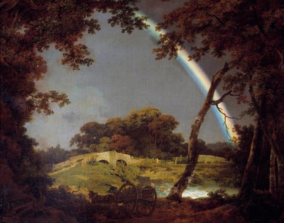 Landskap med regnbågsmålningen av Joseph Wright från Derby (1734-1797) 1794 Derby, Derby museum av Joseph Wright of Derby