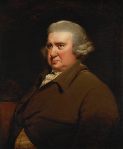 Porträtt av Erasmus Darwin, halvlängd, i en buffrock och vit skjorta, av Joseph Wright of Derby