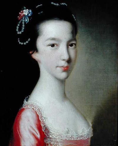 Porträtt av en flicka (Jane Monck) (olja på duk) av Joseph Wright of Derby