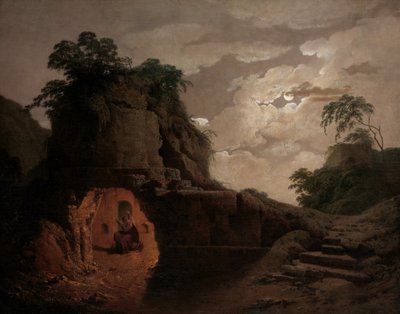 Virgils grav vid månsken, med Silius Italicus Declaiming, 1779. av Joseph Wright of Derby