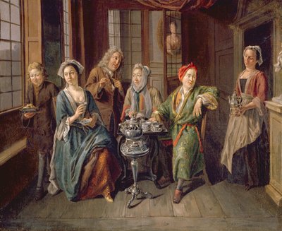En tebjudning, ca 1720 (olja på duk) av Joseph van Aken