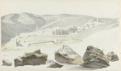 Landskap och stadsbild på Tivoli av Josephus Augustus Knip