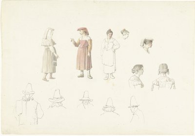Studieblad med italienska bönder och bönder av Josephus Augustus Knip