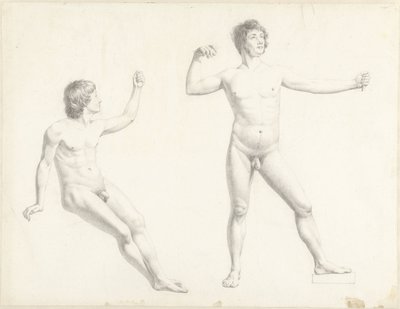 Två manliga nakenstudier av Josephus Augustus Knip
