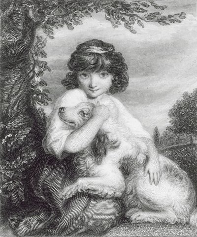 Älska mig, älska min hund (gravyr) av Joshua (after) Reynolds