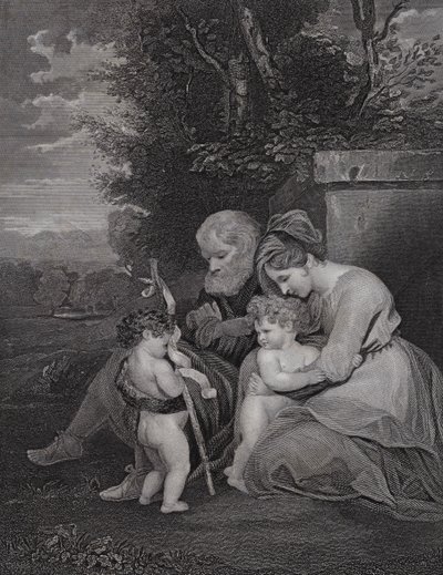 Den heliga familjen (gravyr) av Joshua (after) Reynolds