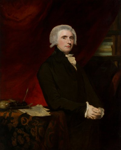 Porträtt av Thomas, Lord Erskine (1750-1823) i hans bibliotek (olja på duk) av Joshua (circle of) Reynolds