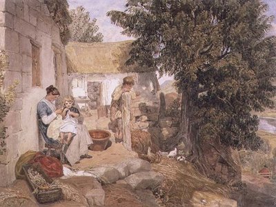 Stugor nära Symonds Yat med Country Figurer av Joshua Cristall