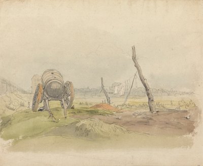 Landskap med vattenvagn och klädstreck av Joshua Cristall