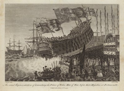 Sjösättning av Prince of Wales, Man of War, inför deras majestäter i Portsmouth av Joshua Cristall