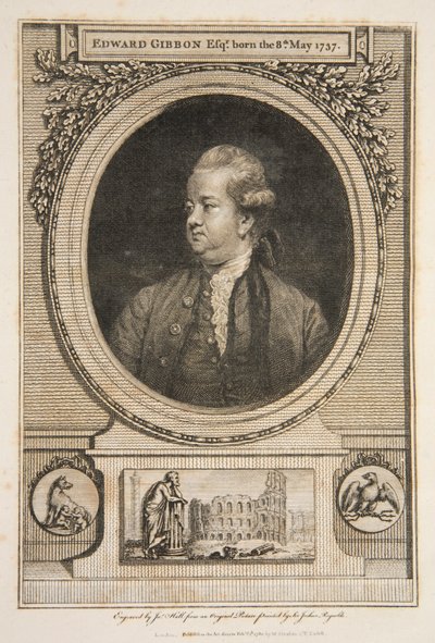 Edward Gibbon, Esq., pub. 1730 gravyr. av Joshua Reynolds