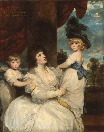 Porträtt av Jane, grevinnan av Harrington, med hennes söner, viscount Petersham och den ärade Lincoln Stanhope, 1786-7 av Joshua Reynolds