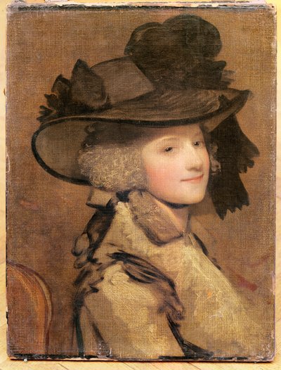 Porträtt av en kvinna i en svart hatt av Joshua Reynolds