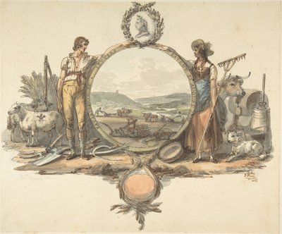 Design för en frontispice, ca. 1793. av Josiah Boydell