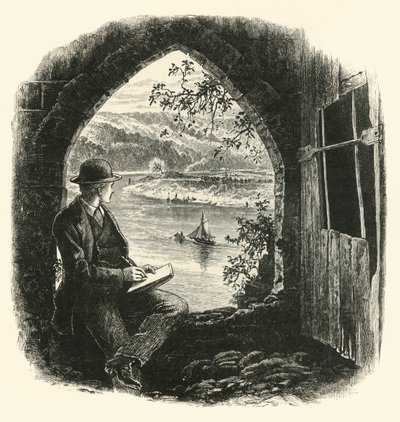 The Wye, från Chepstow Castle, 1870-talet. av Josiah Wood Whymper