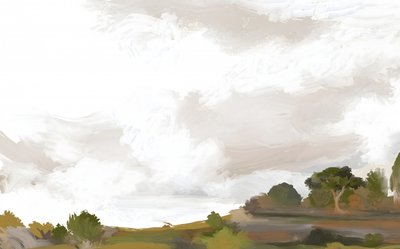 Ett stillsamt impressionistiskt landskap av Josie George