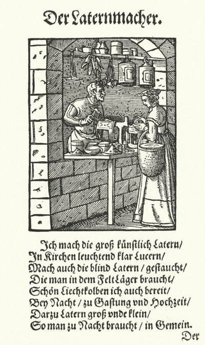 The Lantern Maker (gravyr) av Jost (after) Amman