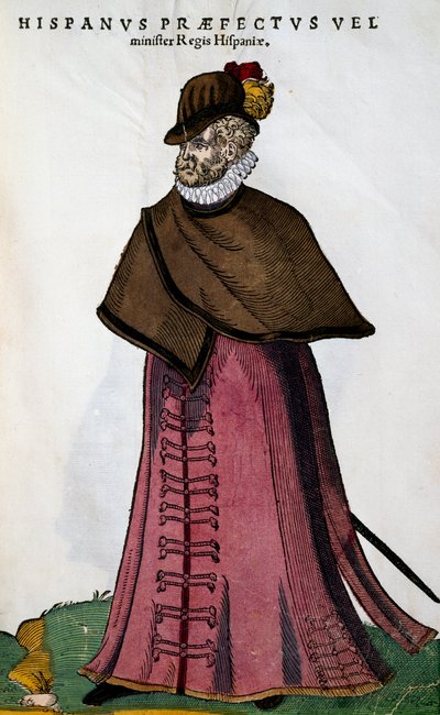 Ministerdräkt från det spanska kungahuset, gravyr av Jost Amman (1539-1591) från de främsta folkens Habitus, av männen såväl som av de enastående kvinnorna avbildade i konsten av Jost Amman