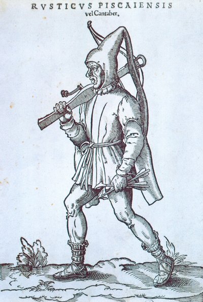 Bonde av Cantabrico berget, av Jost Amman, Spanien 1500-talsgravyr av Jost Amman