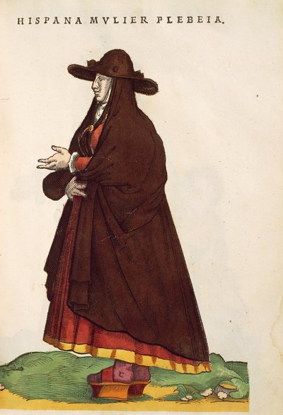 Spansk bondkvinna. Från Habitus of the Chief People, av Jost Amman av Jost Amman