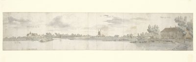 Panoramautsikt över Kasteel Ooij och Tollhouse, North Brabant av Josua de Grave