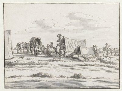 Vy över ett läger för armén av Willem III nära Leuven av Josua de Grave