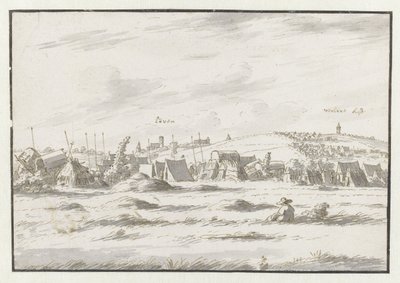Vy över ett läger för armén av Willem III nära Leuven av Josua de Grave