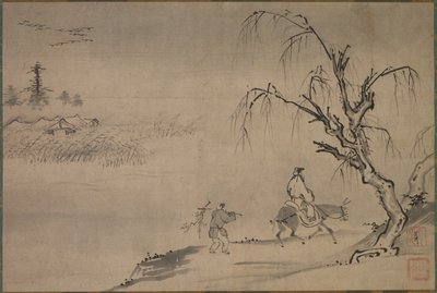 Kinesisk litteratur i ett höstlandskap, sent 1400-tal. av Josui Sōen