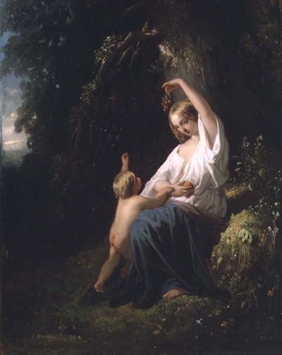 Mutter und Kind, ca. 1850 von Jozef  Israels