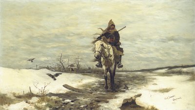Den ensamme jägaren, 1881 av Jozef Brandt