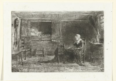 Två figurer i en interiör av Jozef Israëls (possibly copy after)
