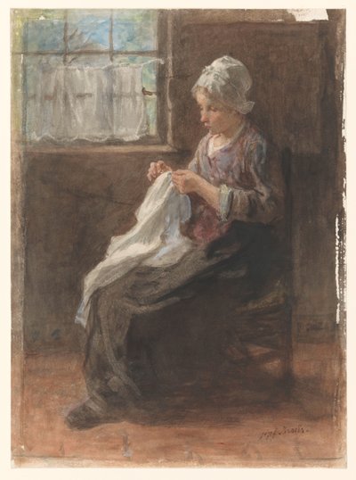 Sömmerskan av Jozef Israëls (signed by artist)