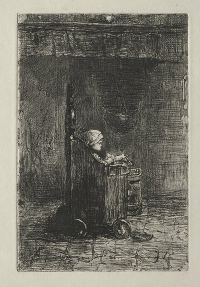 Baby i hans stol. av Jozef Israëls