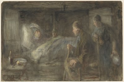 "Den sjuke grannen" av Jozef Israëls