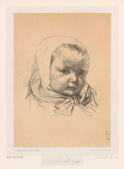 Porträtt av en baby med hatt av Jozef Israëls