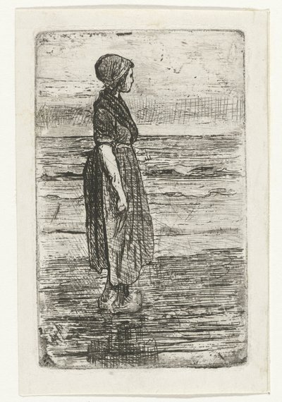 Stående kvinna på stranden av Jozef Israëls